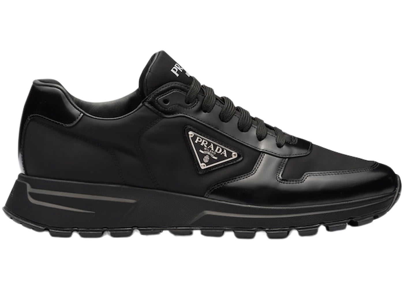 Prada PRAX 01 Sneakers Re-Nylon Pelle Spazzolata Nero Nero